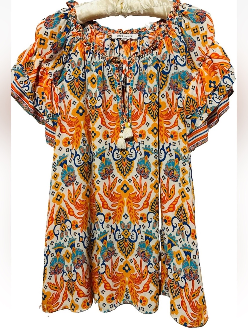 Rose + Olive Top 1X Silky Artsy Cottagecore Plus Size Peasant Shirt Blouse